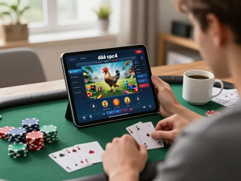 Watch video đá gà cpc4 streamed live on tablet while enjoying a cozy home gaming setup