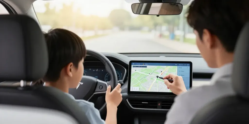 Probelektion in Zürich: Moderne Fahrstunde mit engagiertem Fahrlehrer und Technik zur Unterstützung des Lernprozesses.