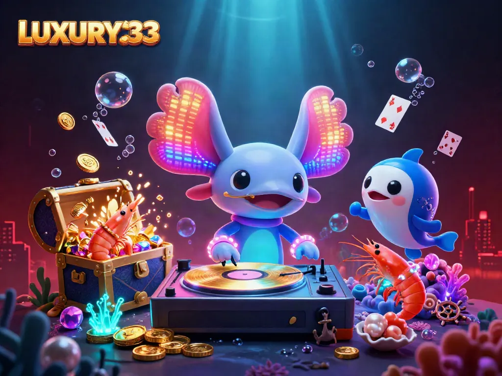 Experience thrilling fun with LUXURY333's vibrant 3D casino scene featuring playful characters and exciting game elements.