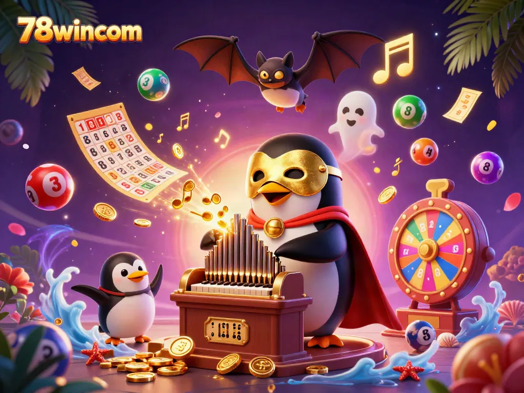 Experience the thrilling games of 78wincom with captivating visuals of golden coins and lottery fun.
