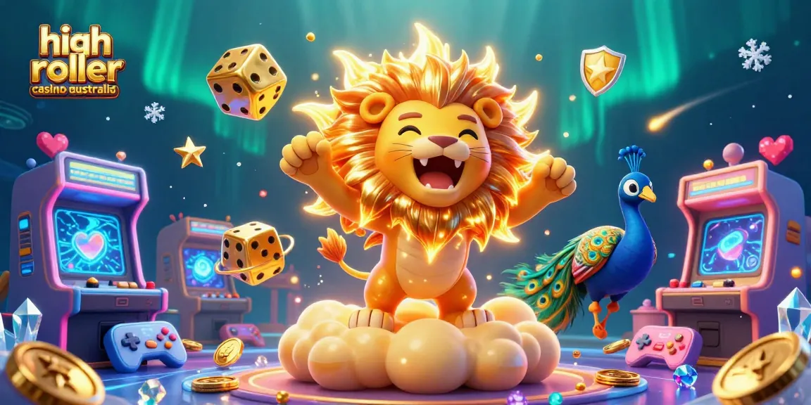 Engage in an exhilarating high roller casino australia experience with dynamic gaming elements in a vibrant 3D scene.