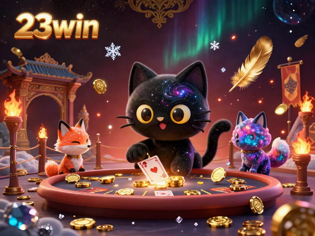 Experience thrilling gameplay at 23win with a captivating cosmic casino scene featuring vibrant characters and energetic elements.