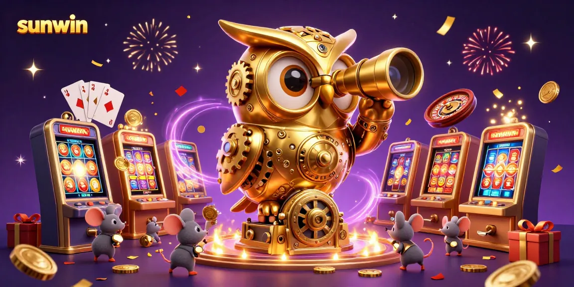 Experience thrilling games at sunwin with a golden owl guarding the casino treasures.
