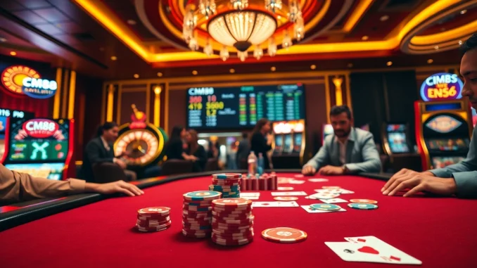 Experience thrilling gaming at CM88 with vibrant poker and slot machines.