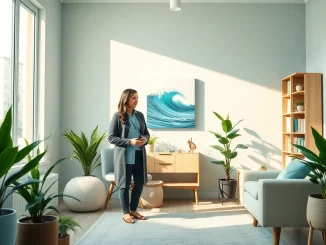 Enhance emotional wellbeing through a therapist-client interaction in a tranquil office.