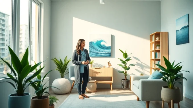 Enhance emotional wellbeing through a therapist-client interaction in a tranquil office.