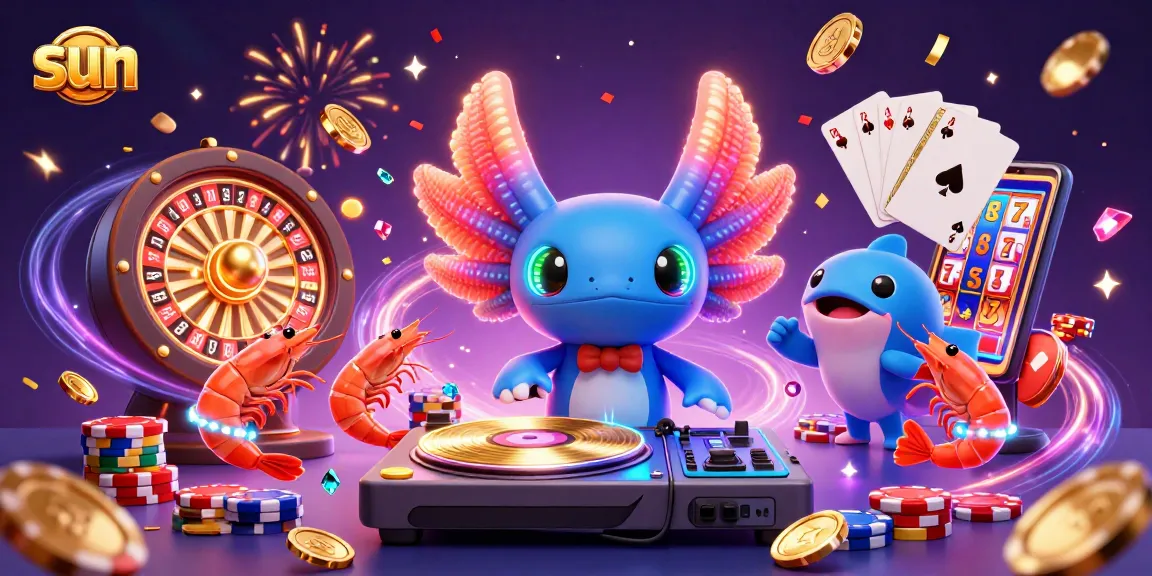 Experience the sun of excitement with a colorful casino scene featuring vibrant characters and gaming elements.
