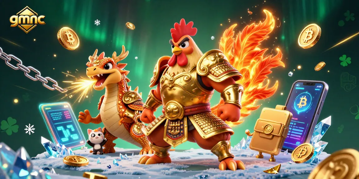 Experience thrilling exchanges in gmnc as a powerful rooster warrior and dragon collide in a crypto adventure